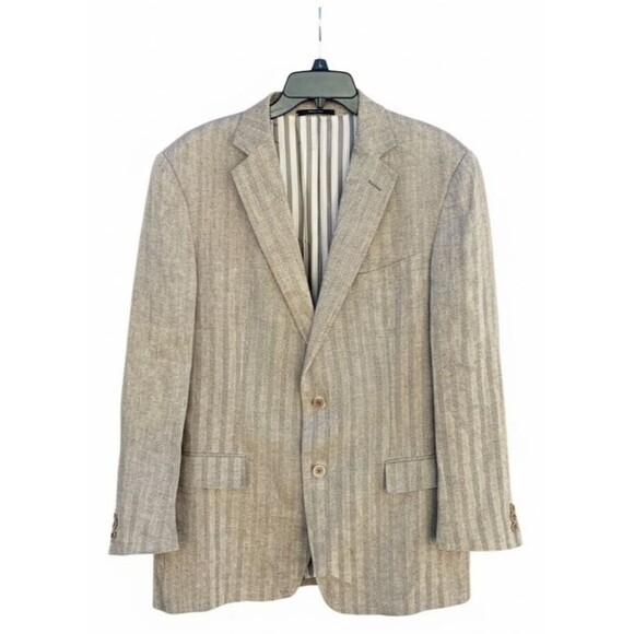Ermenegildo Zegna Blazer 54R 100% Hemp Beige Shell Buttons Sport Coat - Picture 2 of 7